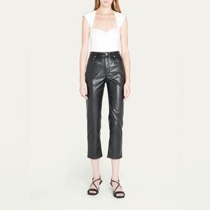 JONATHAN SIMKHAI STANDARD River Vegan Leather High Rise Pants in Black Size 6